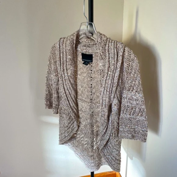 Cynthia Rowley 3/4 Sleeve Chunky Knit Cardigan Beige XS - Picture 5 of 9